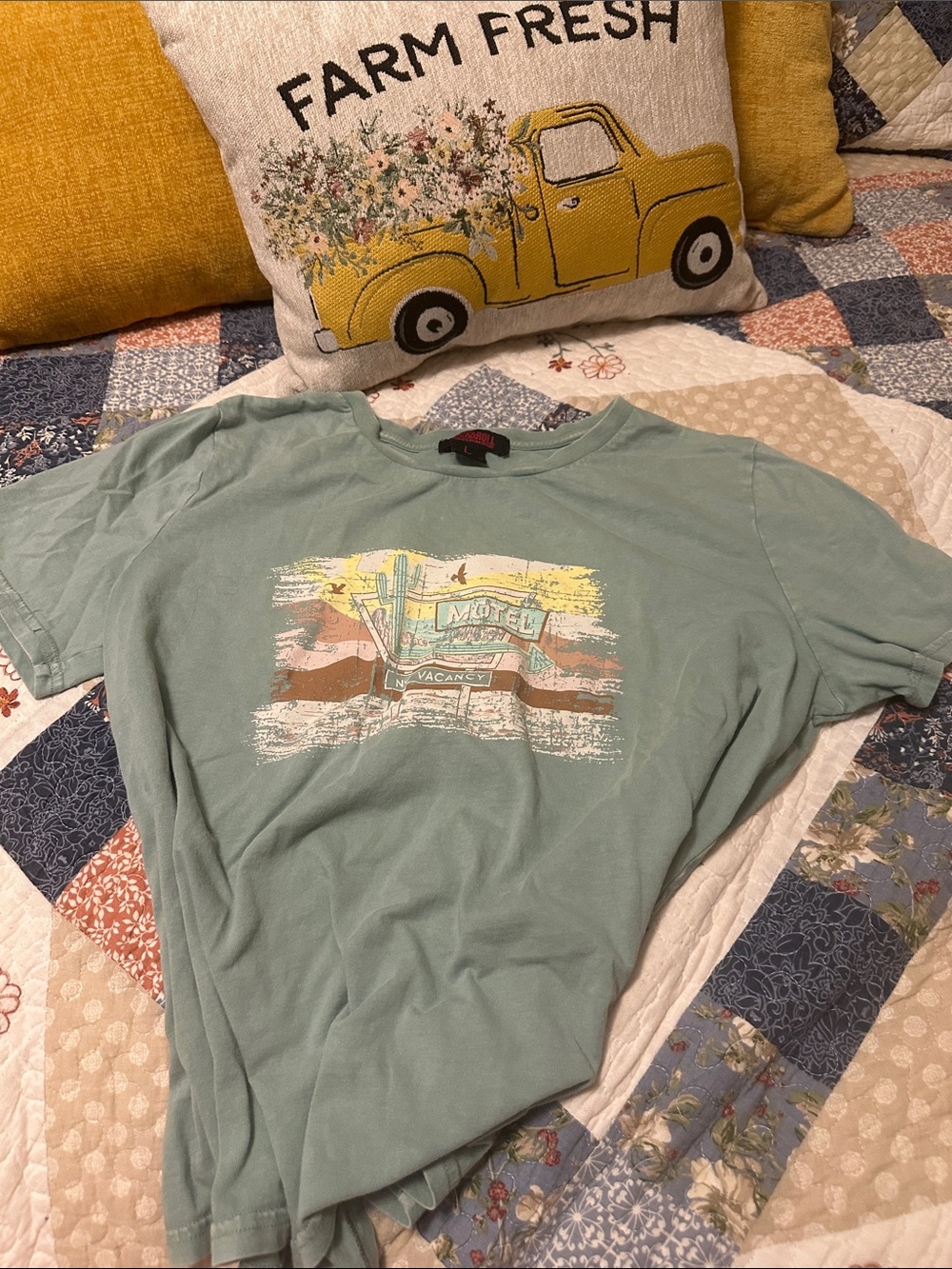 Rock&Roll Denim Sage Green Short Sleeve Graphic Tee